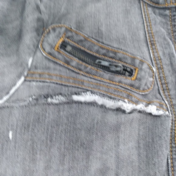 Baccini Jacket Womens Medium Blue Distressed Studded Destroyed Denim Motorcycle - Picture 6 of 12